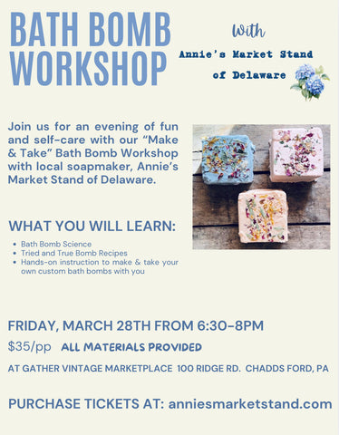 3/28 Bath Bomb Workshop at Gather Vintage Marketplace